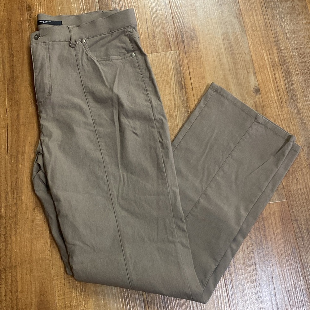 Simon Chang light Brown Straight Leg microtwill trouser Pants size 14